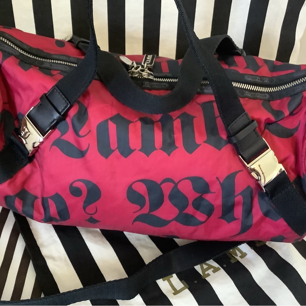 L.A.M.B. Red and Black Duffel Bag - Picture 6 of 7